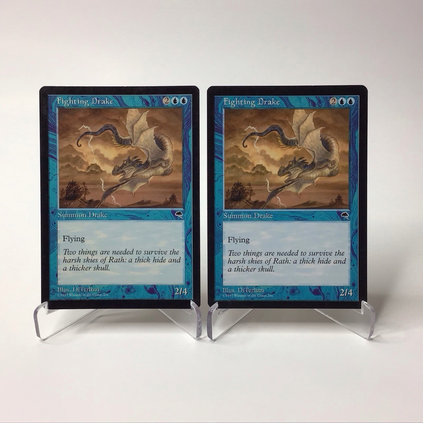 (2) MTG Fighting Drake Tempest Magic The Gathering Vintage 1997