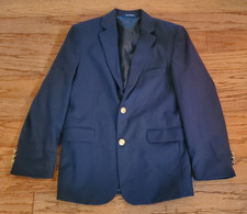 Chaps Boys Navy Blazer Suit Jacket Youth Brass Buttons Size 12R