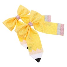2 Pcs Children's Pencil Hairpin Sequined Bow Clips Back-to-school Season for