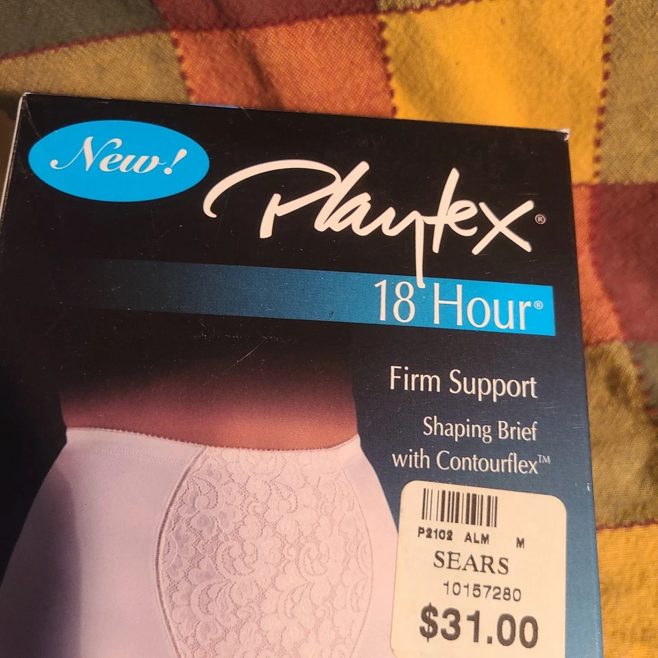 Playtex 18 Hour Firm Control Satin & Lace Brief Girdle #2102 Medium Beige NIP — 第 2/4 张图片