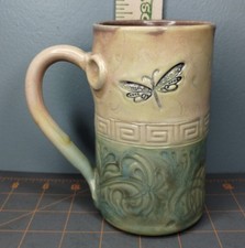 2013 Len Hughes Dragonfly Pottery Mug Hand Ma...