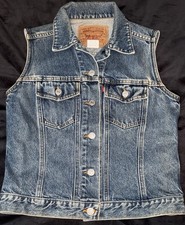 Vintage Levi's Womens Small Miss Denim Jacket Vest 77754-0289 Canada Biker Cool