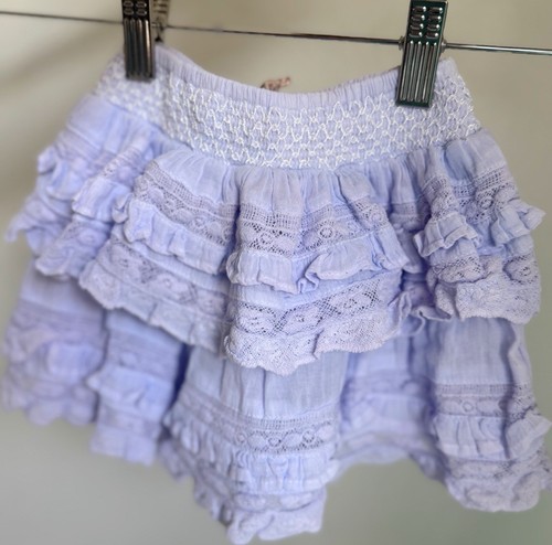 LoveShackFancy Billie Girls Mini Ruffled Skirt in Lilac Size 2-3 Y - Picture 7 of 15