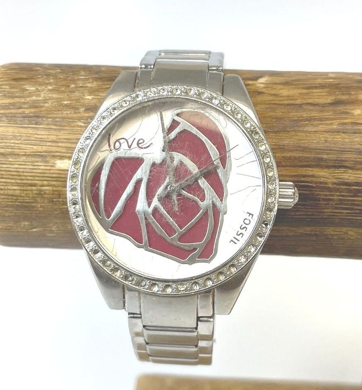 Fossil Silver Tone Stainless Steel Model ES-2302 Women's Wristwatch 96g