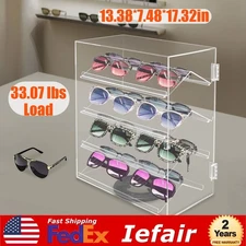 4 Tier 360° Rotation Acrylic Locking Box Clear Display Case Dust-proof Showcase