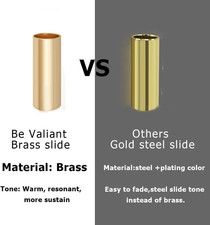 Guitar Slide, Set of 1 Glass Slide, 1 Steel Slide and 1 Brass Guitar Slide, B...