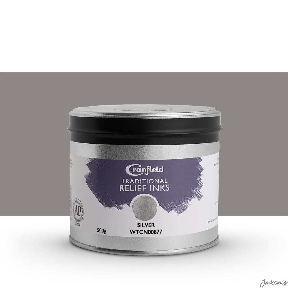 Cranfield Traditional Relief Ink Linseed Oil 500g Silver For Lino Wood Printing