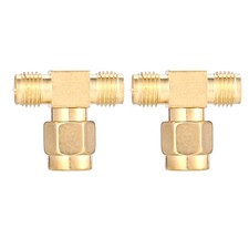 2 Pcs RP SMA Male to Two RP SMA Female Triple T  Adapter Connector 3 way6125