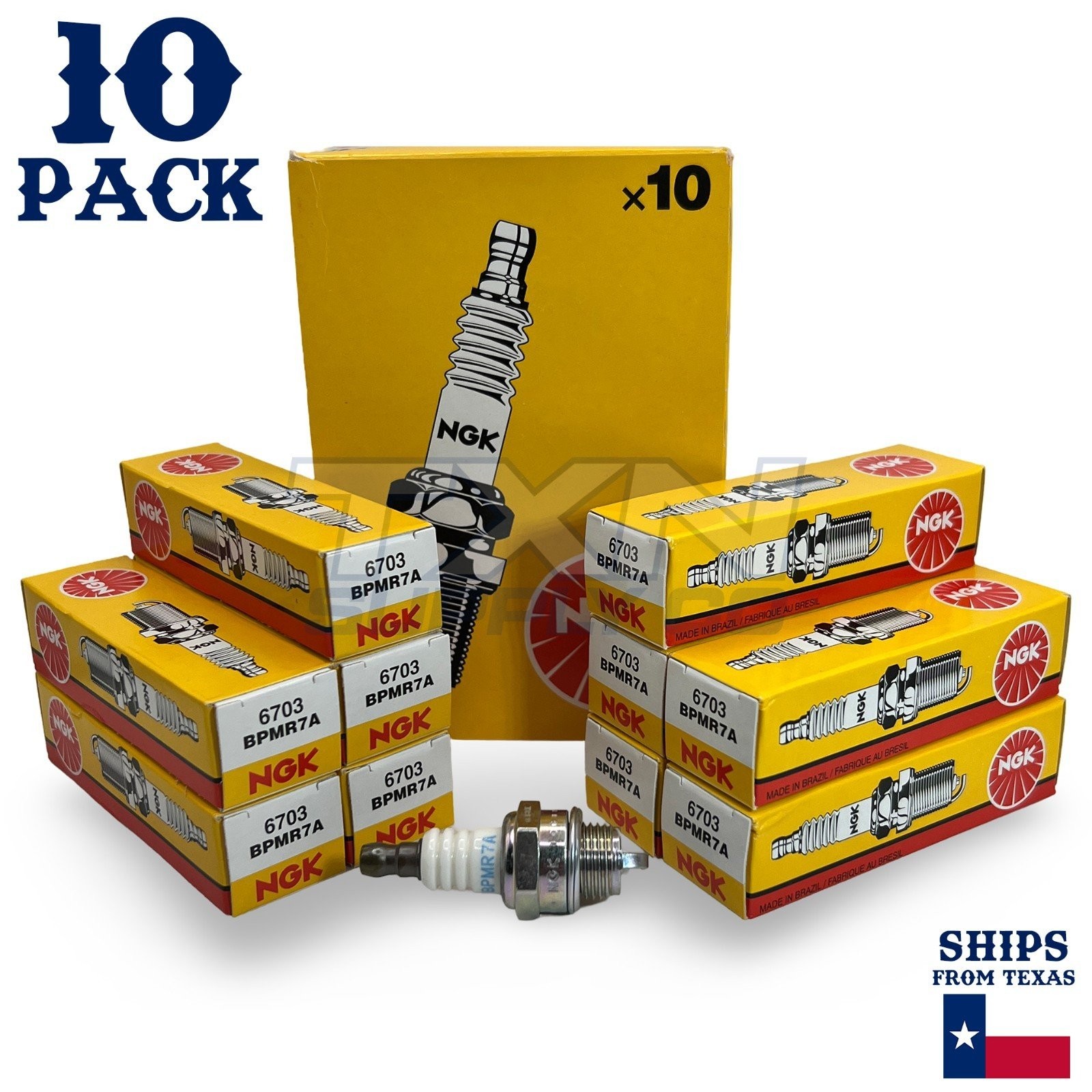 Pack of 10 Genuine NGK 6703 BPMR7A Spark Plugs