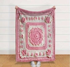 Grandma's Retro Crochet Throw Blanket 30x40 inch. 2D printed baby or Lap Blanket