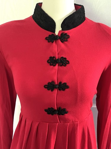 Vestido midi plisado vintage California Gold Rush rojo negro para mujer talla M años 80 - Imagen 3 de 5