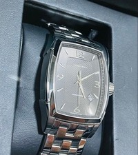 HAMILTON Tonneau Automatic Watch Black Dial Date See Through Caseback Steel