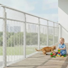 KALYVON Banister Guard 15ft x 3ft Thick, Balcony Netting For Pets white