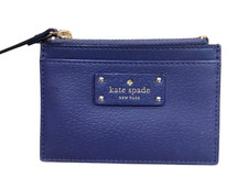 KATE SPADE NEW YORK Small Leather Zip Credit Card ID Case VIOLET PURPLE/BLUE