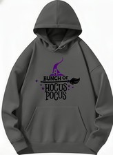 Spooky Season Witch Hoodie Hocus Pocus Witch Hat Broom Graphic Sweatshirt