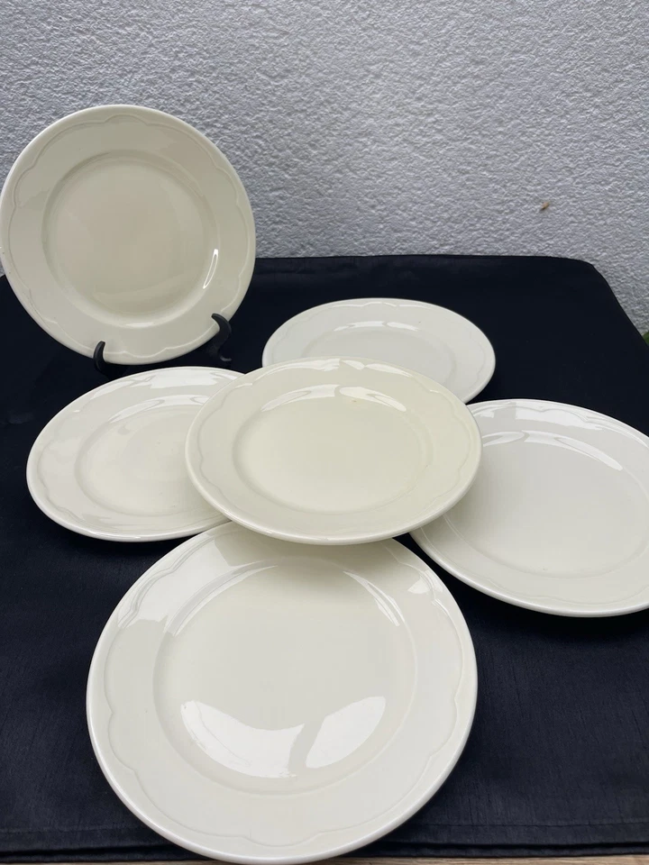 6 Assiettes Plates Pillivuyt France – 24 cm – Porcelaine Blanche – Vintage - Photo 2/4