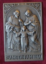 Sacra Famiglia Placca Icona SANCTA FAMILIA Ex Voto conio Emilio Pagani