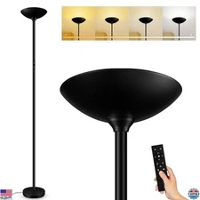 Dimmable 30W LED Floor Lamp with Remote, 3000LM, 71" Modern Torchiere Black