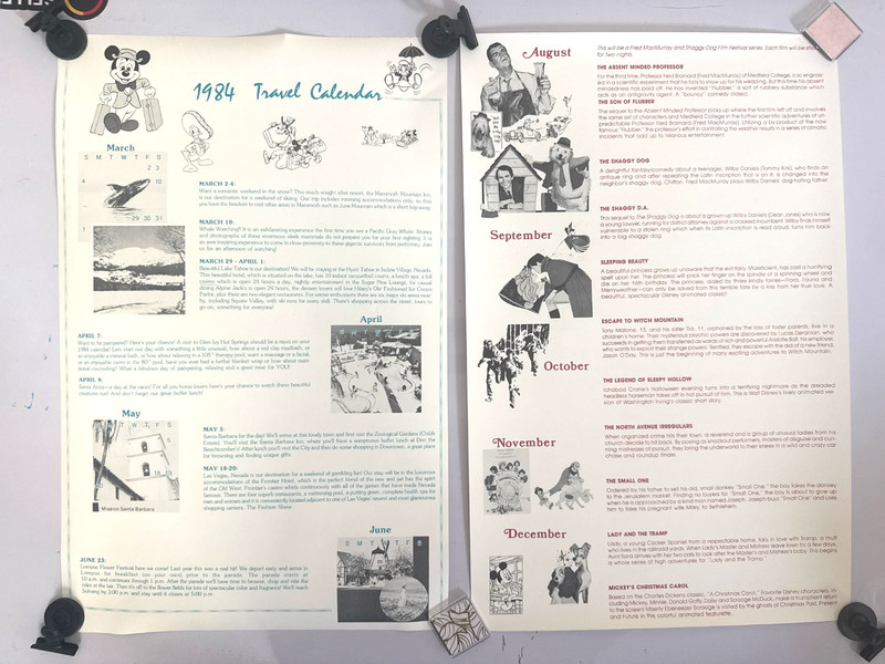 Lot 2 1984 Walt Disney Productions Double Sided Promo Posters 17 x 12 VTG