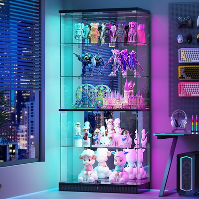 #ad #ad Display Cabinet with RGB Lights 5 Tiers Glass Curio Cabinets with Locks $289.99