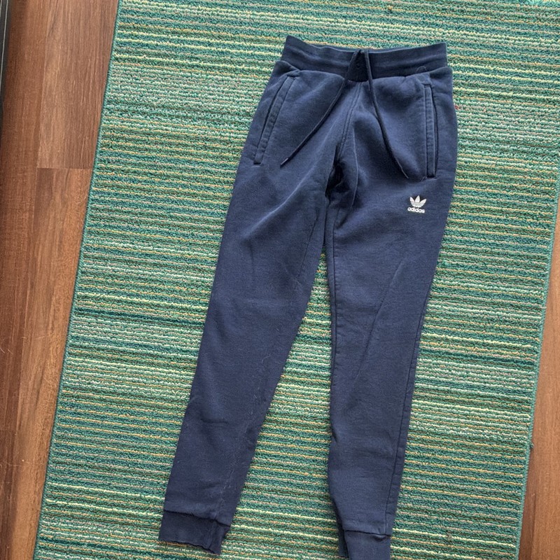 adidas Originals Men's Navy Fleece Jogger Pants Drawstring Pockets Size S