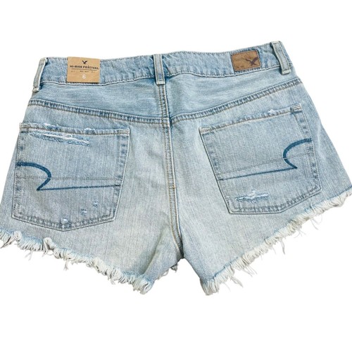 American Eagle Hi-Rise Festival Blue Distressed Shorts 6 NWT - Picture 4 of 9