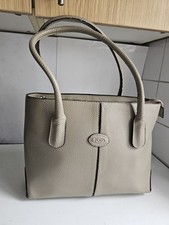 TODS DESIGNER BORSA A TRACOLLA DA DONNA IN PELLE DURA TORTORA TOTE BAG