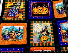 BTHY Half Yard 18x42 Halloween Cat Witch Scar...