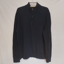 Banana Republic Mens XL Cashmere Pima Cotton 1/4 Zip Pullover Sweater Navy Blue
