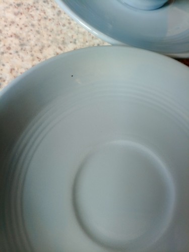 VINTAGE WOODS WARE IRIS BLUE DESIGN 6 CUPS & SAUCERS - Picture 6 of 7