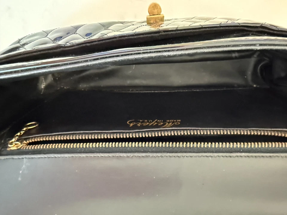 Vintage Patent Quilted Shoulder Bag, Meyers Marked, 1980s Chanel-Style, USA Made - Image 4 of 4