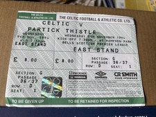 Celtic v Partick Thistle Unused League Ticket @Hampden 9/11/1994 Rare