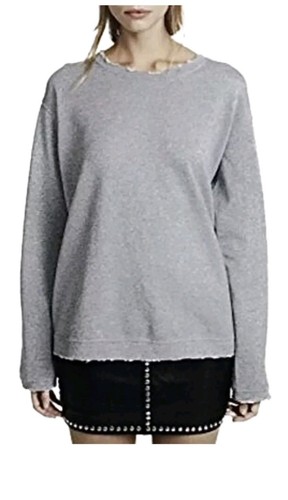 RtA Gray Metallic Shimmer Distressed Oversized Crewneck Sweatshirt S, EUC - Picture 1 of 8