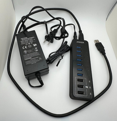 Anker 10 Port 60W USB 3.0 Data Hub A7515 7 Data + 3 PowerIQ w/ AC Adapter