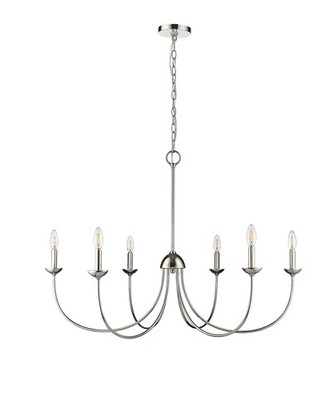 Polished Nickel Six Light Chandelier from the Huxley Collection