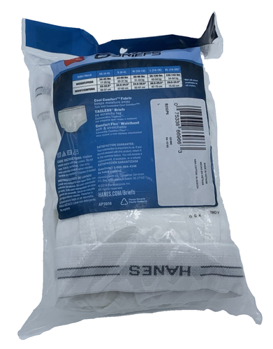 Hanes Boy's TagLess Briefs Size L (14-16) White ComfortSoft & ComfortFlex 6 Pack - Picture 2 of 7
