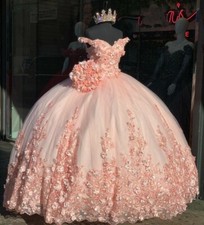 Pink Quinceanera Dresses Ball Gown Lace Appliques Beading Sweet 16 Dress Party