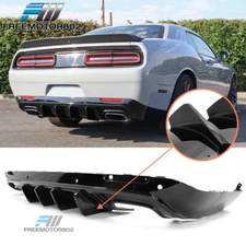 Fits 15-23 Dodge Challenger IKON V2 Style Rear Bumper Diffuser Gloss Black PP