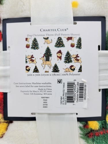NEW CHARTER CLUB Christmas Winter Dog Christmas Plush Throw Blanket 70x50 - Picture 4 of 4