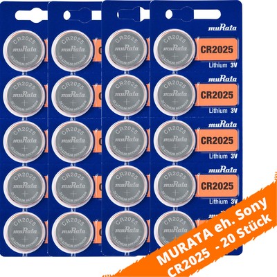 20 x Batterien muRata eh. Sony CR2025 Lithium Knopfzelle 160mAh 3V CR 2025 NEU