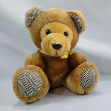Vintage Brown Teddy Bear with Herringbone Feet Ears DAKIN 80s Plush Toy Fun Farm