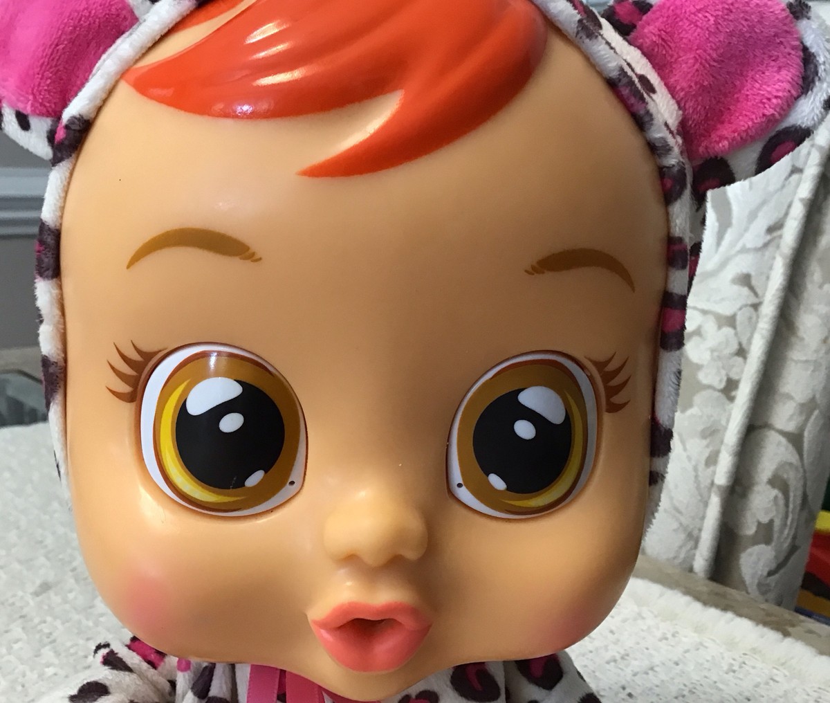 Cry Babies LEA Doll with Animal Print Pajamas - Crying