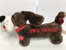 Dan Dee Valentine animated musical Dachshund Plush Dog I U this much o