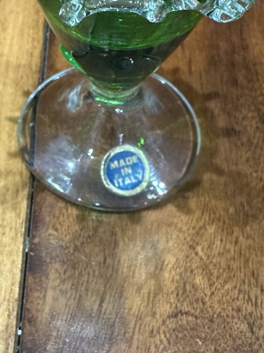 Venetian Glass Green Ruffled Decanter With 5 Cordial Glasses 1950s Rare - Picture 6 of 11