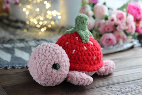 Strawberry Turtle Plush Toy – Handmade Crochet Plushie – Cute Amigurumi Gift - Picture 6 of 6