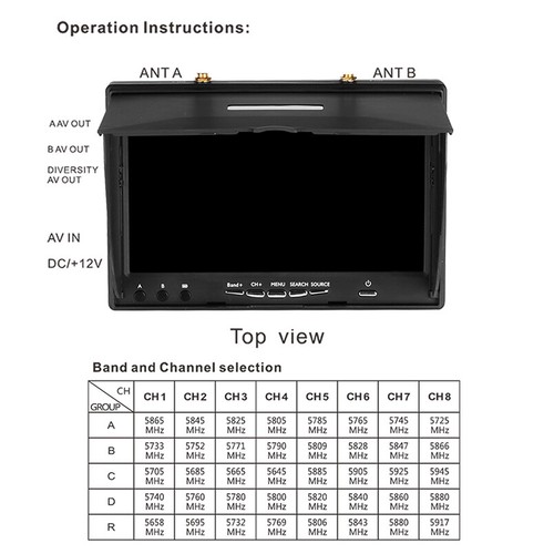 RC FPV Monitor DVR 5.8G 40CH 7”LCD Screen Monitor 800x480 Receiver for FPV Drone - Picture 5 of 14