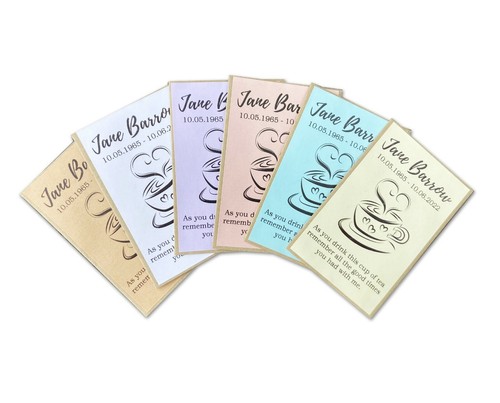 10 x Personalised Teabag Remembrance Packet Memorial Funeral Tea Bag Have a cup - Bild 2 von 2