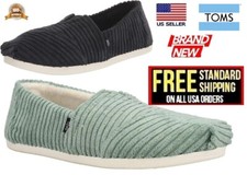TOMS Women's Alpargata Recycled Cotton Canvas Loafer Flat Black  Dark ivy Wide