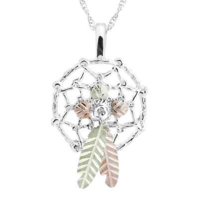 Sterling Silber Black Hills Gold kurze Feder Traumfänger Anhänger