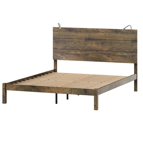 3-Pieces Bedroom Sets Queen Size Platform Bed with Two Nightstand Bedside Lights - Picture 38 of 46